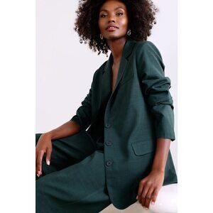Bold Poise Dark Green Button-Front Blazer